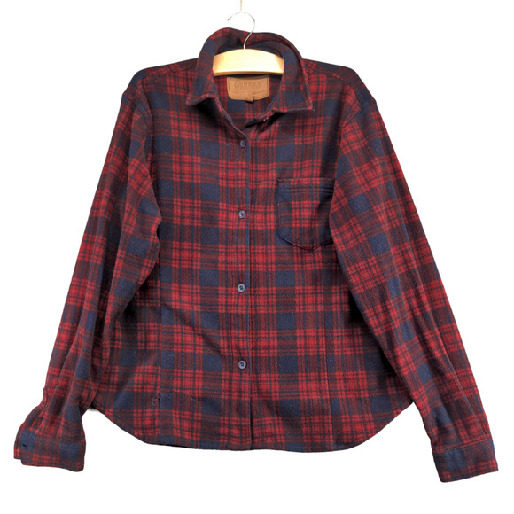 Outback Men's New Lodge Big Shirt Red Blue Large Long Sleeve Plaid Fleece - Picture 1 of 14